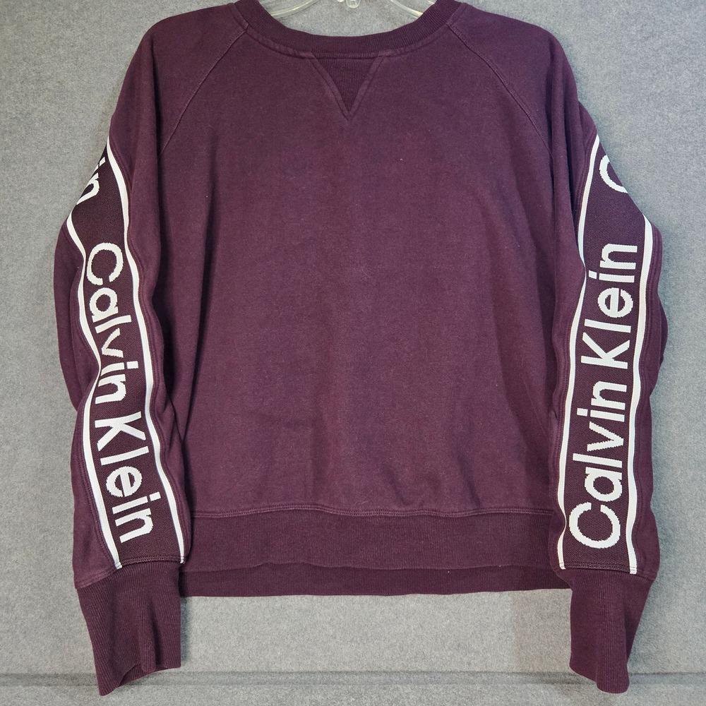Calvin Klein Performance Womens Large Burgundy Logo Tape Raglan Sweatshirt Y2K